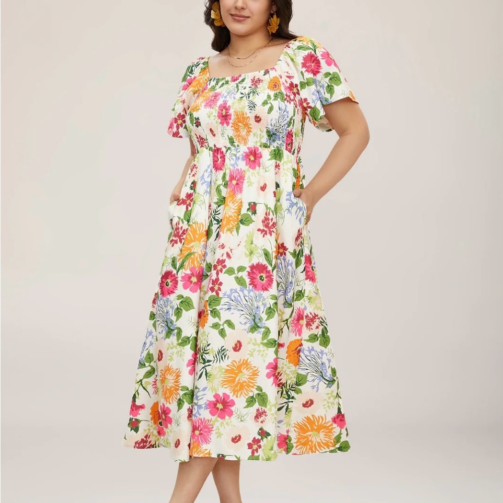 NWT 18-20 BloomChic Colorful Floral Smocked Maxi Dress